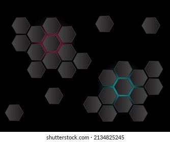 Black Hexagon Pattern. Abstract Hexagonal