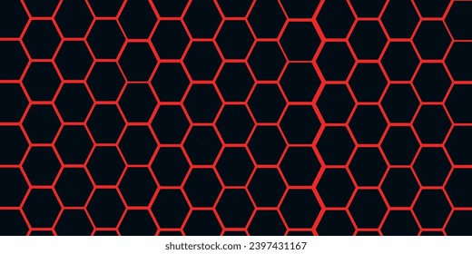 hexágono negro y luz roja.Resumen de fondo 3d.ilustración vectorial