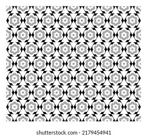 black hexagon seamless background with gray overlapping flower shapes