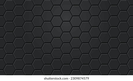 Black hexagon tile pattern background - seamless wallpaper for your design and presentation