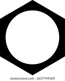 Black Hexagon with White Circle Inside. 