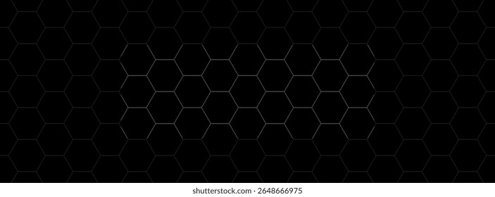 Papel de parede de padrão de grade hexagonal preto com efeito de profundidade 3D sutil