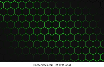 Padrão Hexagonal Preto no Fundo Magma Verde. Conceito moderno de inovação tecnológica. Fundo moderno