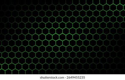 Black Hexagonal Pattern on Green Magma Background. Modern technology innovation concept. Modern background