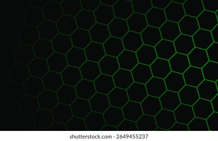 Padrão Hexagonal Preto no Fundo Magma Verde. Conceito moderno de inovação tecnológica. Fundo moderno