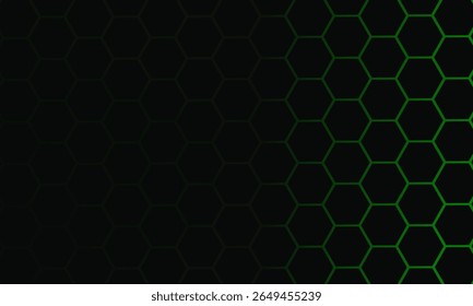Padrão Hexagonal Preto no Fundo Magma Verde. Conceito moderno de inovação tecnológica. Fundo moderno