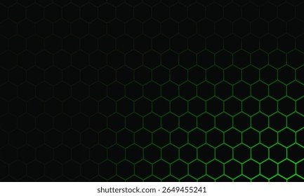 Padrão Hexagonal Preto no Fundo Magma Verde. Conceito moderno de inovação tecnológica. Fundo moderno