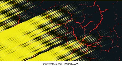 Padrão Hexagonal Preto no Fundo Magma Verde. ModernDots meio-tom amarelo e azul escuro cor padrão gradiente gradiente textura fundo. conceito de inovação tecnológica. Fundo moderno