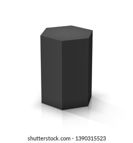 Black hexagonal prism. Vector illustration