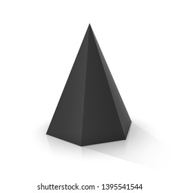 Black hexagonal pyramid on a white background. Vector illustration