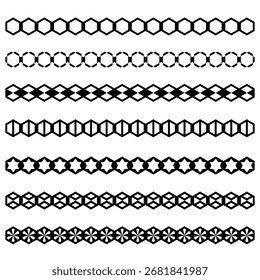 black hexagonal ribbon clip art vector with various geometrics pattern for design elements