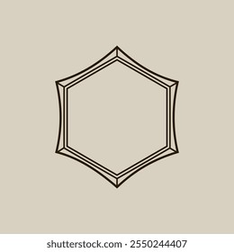 Forma hexagonal preta com uma mistura de geometria sagrada e símbolos ocultos, ideal para arte espiritual ou mágica.