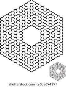 Black Hexagonal sigma vector mazes Black labyrinths Vector maze icon Labyrinth symbol Hexagonal sigma puzzle
