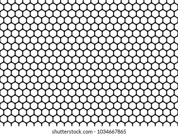 Black hexagons honeycomb background, seamless pattern, isolated vector