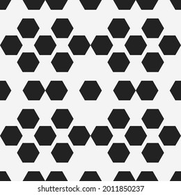 Black hexagons wallpaper. Seamless shapes pattern. Vector.