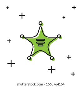 Black Hexagram sheriff icon isolated on white background. Police badge icon.  Vector Illustration