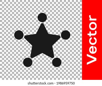 Black Hexagram sheriff icon isolated on transparent background. Police badge icon.  Vector