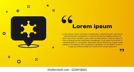 Black Hexagram sheriff icon isolated on yellow background. Police badge icon.  Vector