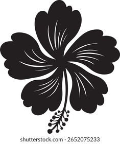Flor de hibisco preto com pétalas delicadas e silhueta branca estame