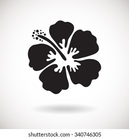 Black Hibiscus flower on white background. Vector illustration. Can be used for logo, logotype, sticker, web, print and other design.