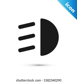 Black High beam icon isolated on white background. Car headlight.  Vector Illustration