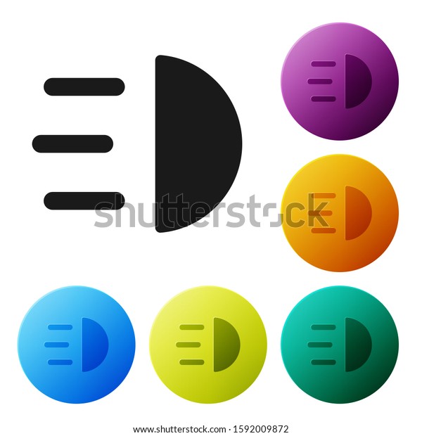 Black
High beam icon isolated on white background. Car headlight. Set
icons colorful circle buttons. Vector
Illustration