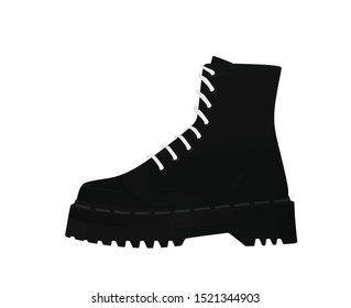Black high heel lace boot. vector