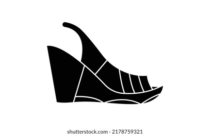 Vector de icono de tacones altos negros. Zapatillas de mujer con tacones de estilete