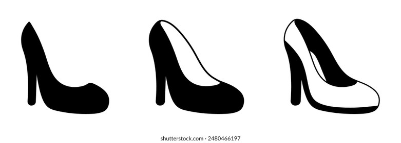 Black high heels icon. Woman shoe icon. Woman high heel vector.