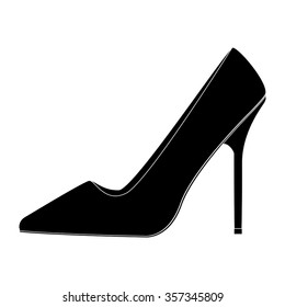 Black high heels shoe. Vector illustration isolated on white background.