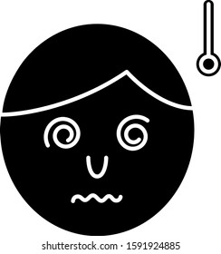 Black High human body temperature or get fever icon isolated on white background. Disease, cold, flu symptom.  Vector Illustration