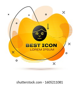 Black High human body temperature or get fever icon isolated on white background. Disease, cold, flu symptom. Abstract banner with liquid shapes. Vector Illustration