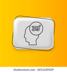 Black High human body temperature or get fever icon isolated on yellow background. Disease, cold, flu symptom. Silver rectangle button. Vector