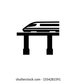 Black high speed train icon in white background