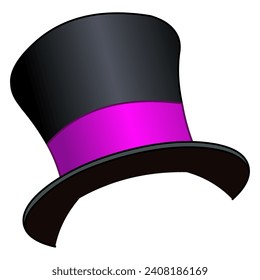 black high top hat with ribbon