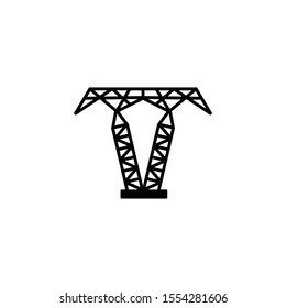 Icono negro de postes eléctricos de alta tensión en fondo blanco