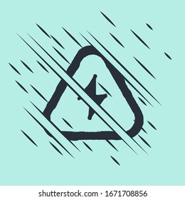 Schwarzes Hochspannungssymbol einzeln auf grünem Hintergrund. Gefahrensymbol. Pfeil im Dreieck. Warnsymbol. Glitzer Stil. Vektorillustration-Illustration