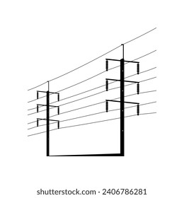 Poste eléctrico de alta tensión negro transmiten el diseño de la silueta eléctrica icono de vector plano