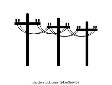 Poste eléctrico negro de alta tensión que transmite el diseño del Vector plano del icono de la electricidad