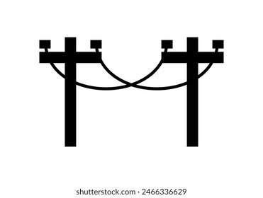 Poste eléctrico negro de alta tensión que transmite el diseño del Vector plano del icono de la electricidad