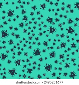 Black High voltage sign icon isolated seamless pattern on green background. Danger symbol. Arrow in triangle. Warning icon.  Vector