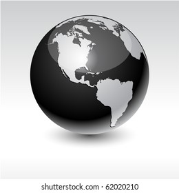 Black high-detailed earth ball. Vector.