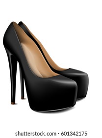 black high-heeled shoes