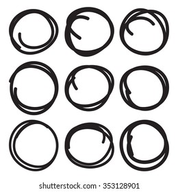 Black highlight circle set, hand drawn marker line large collection. Hand drawn marker elements for text selection and underline.