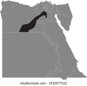 Black highlight location map of the Egyptian Giza governorate inside gray map of the Arab Republic of Egypt
