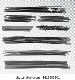 Black highlight marker stripes isolated on white background.