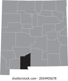 Black Highlighted Location Map Of The Doña Ana County Inside Gray Map Of The Federal State Of New Mexico, USA