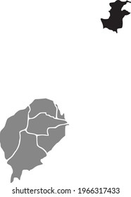 Black highlighted location map of the São Toméan Autonomous Region of Príncipe (Pagué) district inside gray map of the Democratic Republic of Sao Tome and Principe