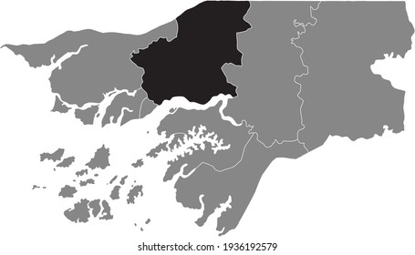 Black highlighted location map of the Bissau-Guinean Oio region inside gray map of the Republic of Guinea-Bissau