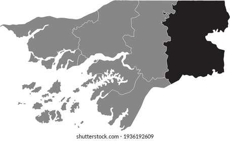 Black highlighted location map of the Bissau-Guinean Gabu region inside gray map of the Republic of Guinea-Bissau